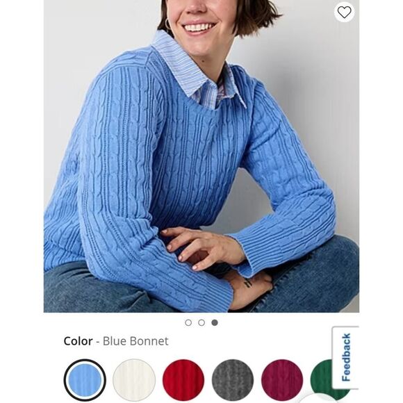 St. John's Bay Crew Neck Long Sleeve Cable Knit Pullover Sweater sz S - Picture 2 of 10